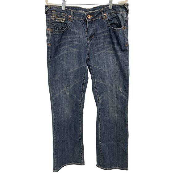 Cowgirl Tuff Co Wild Thing Bootcut Denim Jeans Women 34 Distressed Western Ranch - Picture 1 of 12